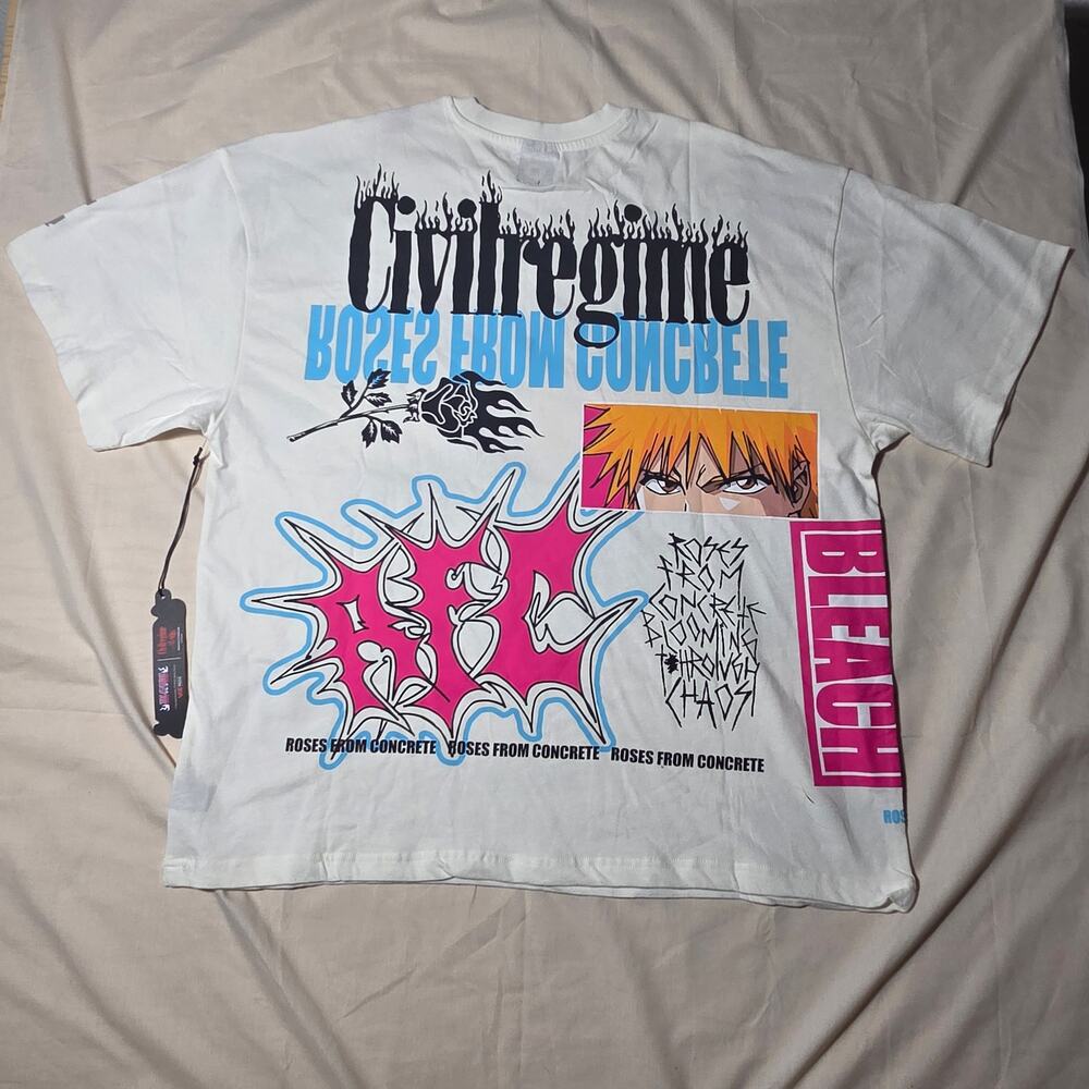Civil Regime x Bleach Ichigo Kurosaki Oversized Shirt Small NWT Streetwear Anime